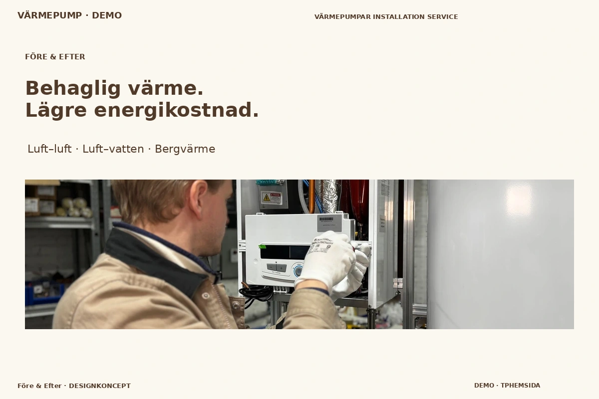Före & Efter – designförslag för värmepump