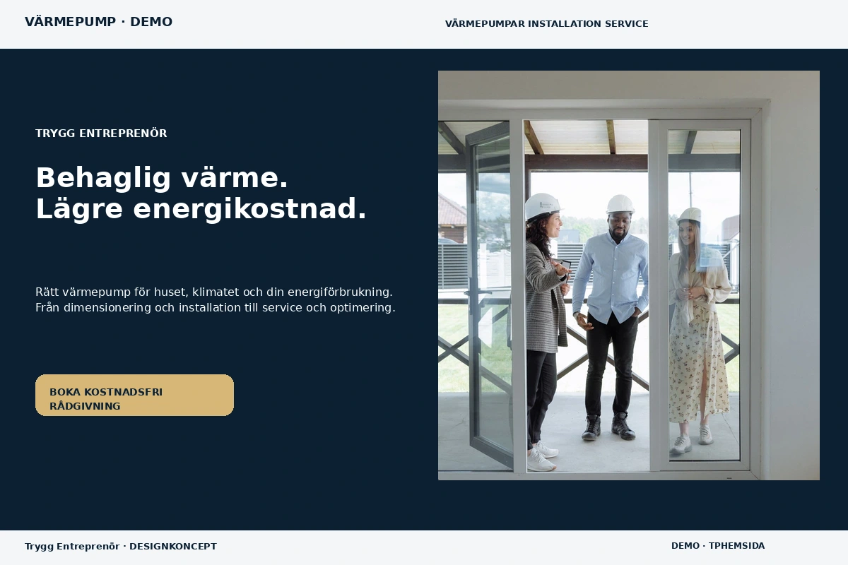 Trygg Entreprenör – relaterat designförslag för värmepump