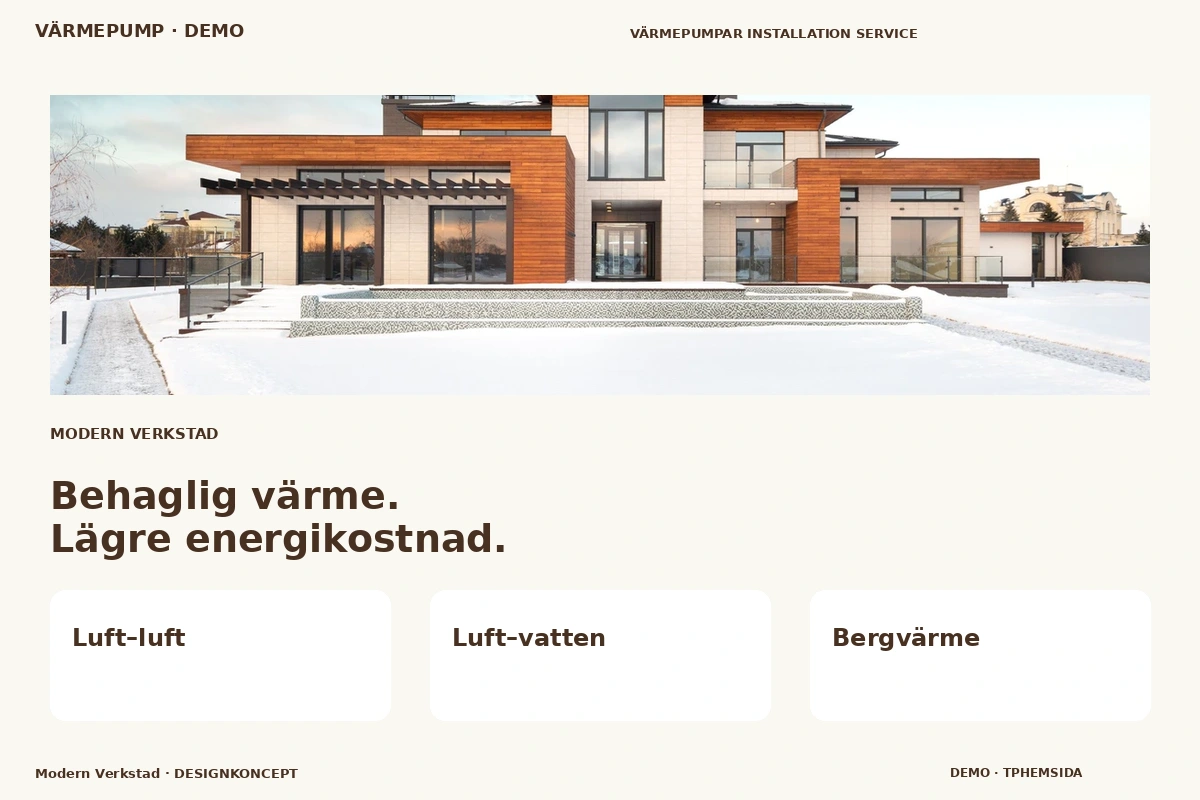 Modern Verkstad – relaterat designförslag för värmepump