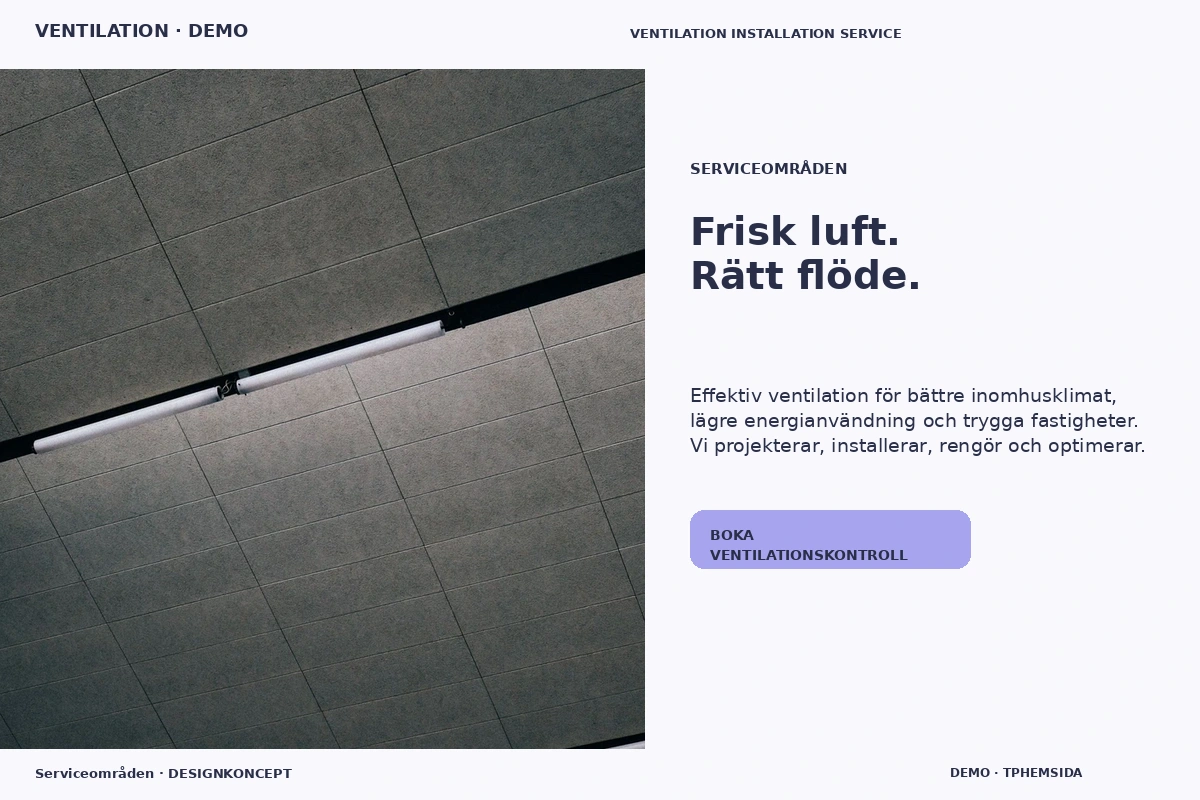 Serviceområden – relaterat designförslag för ventilation