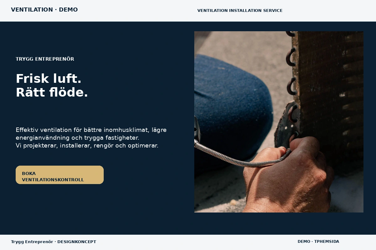 Trygg Entreprenör – relaterat designförslag för ventilation