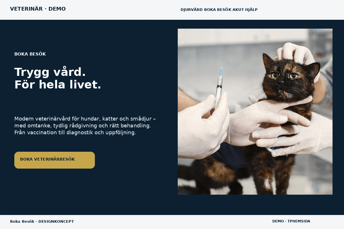 Boka Besök – relaterat designförslag för veterinär