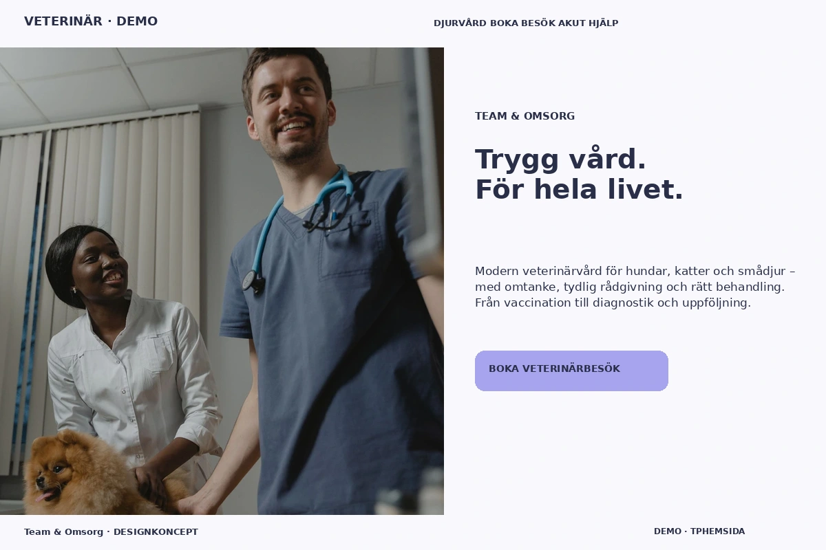 Team & Omsorg – relaterat designförslag för veterinär