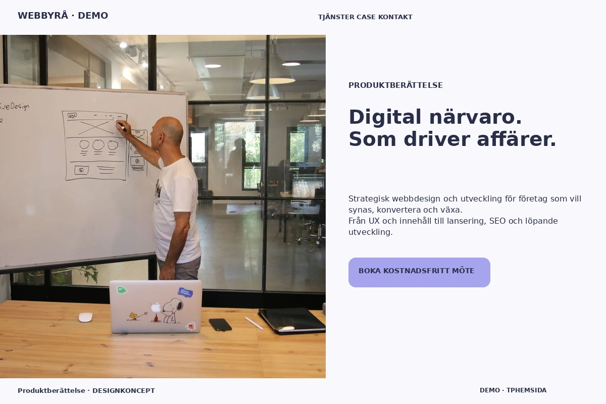 Produktberättelse – relaterat designförslag för webbyrå