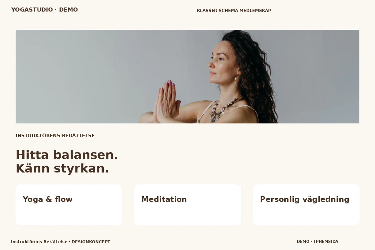 Instruktörens Berättelse – relaterat designförslag för yogastudio