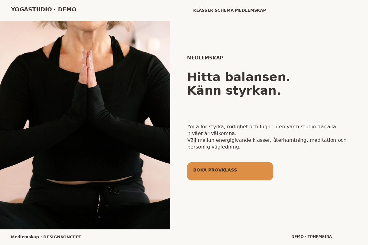 Medlemskap – relaterat designförslag för yogastudio