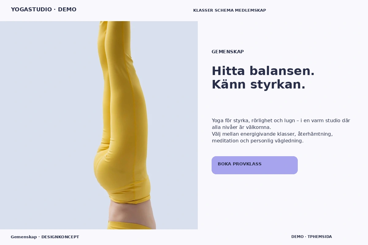 Gemenskap – relaterat designförslag för yogastudio