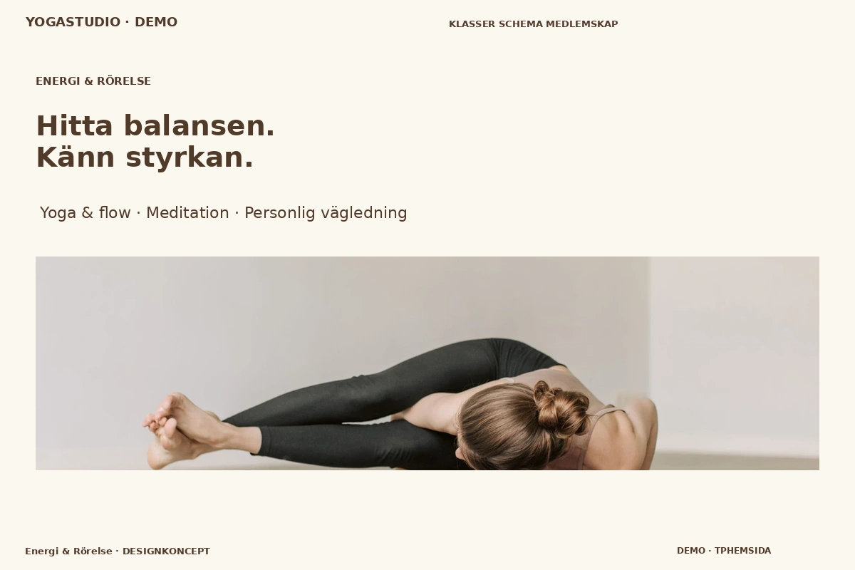 Energi & Rörelse – relaterat designförslag för yogastudio