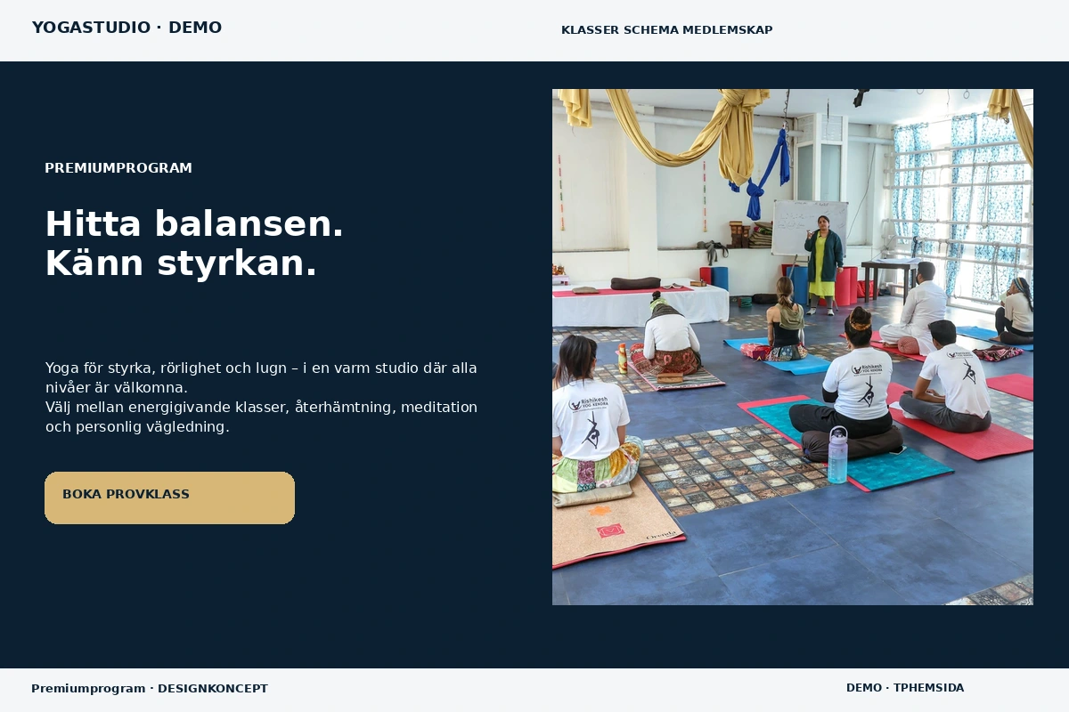 Premiumprogram – designförslag för yogastudio
