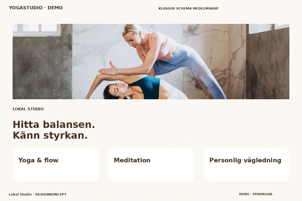 Lokal Studio – relaterat designförslag för yogastudio