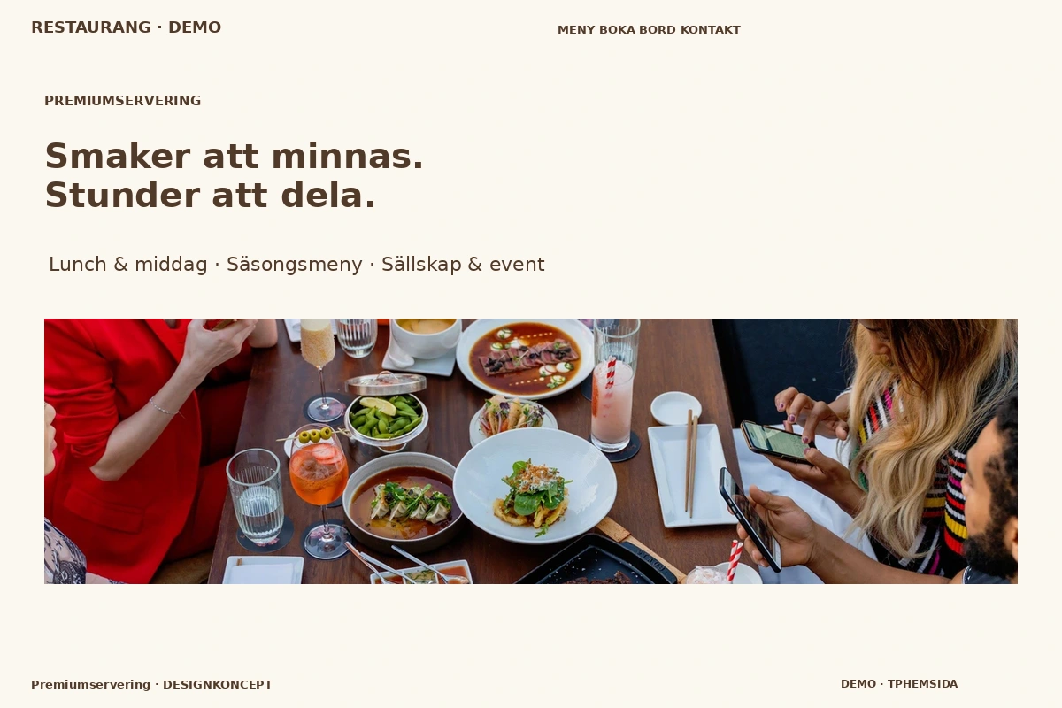 Premiumservering – designförslag för restaurang
