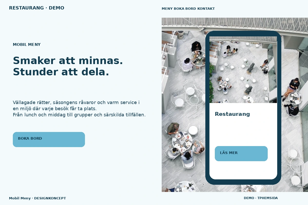 Mobil Meny – designförslag för restaurang