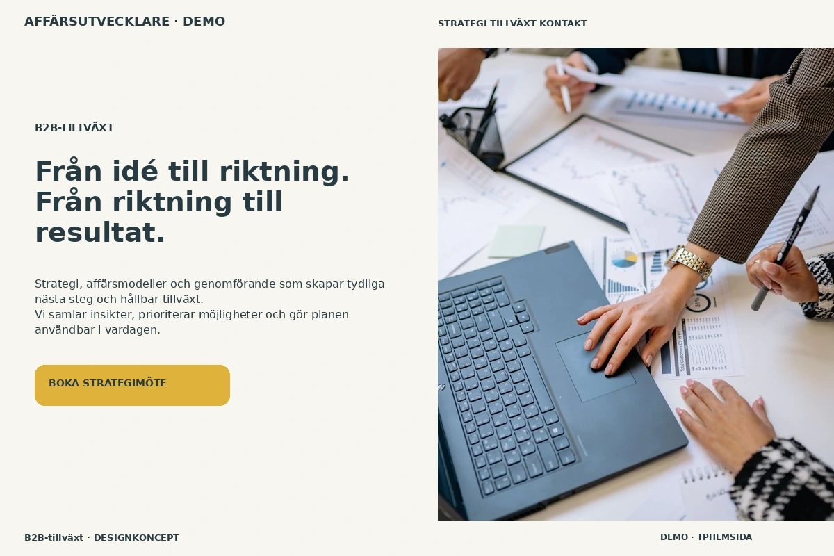 B2B-tillväxt – relaterat designförslag för affärsutvecklare