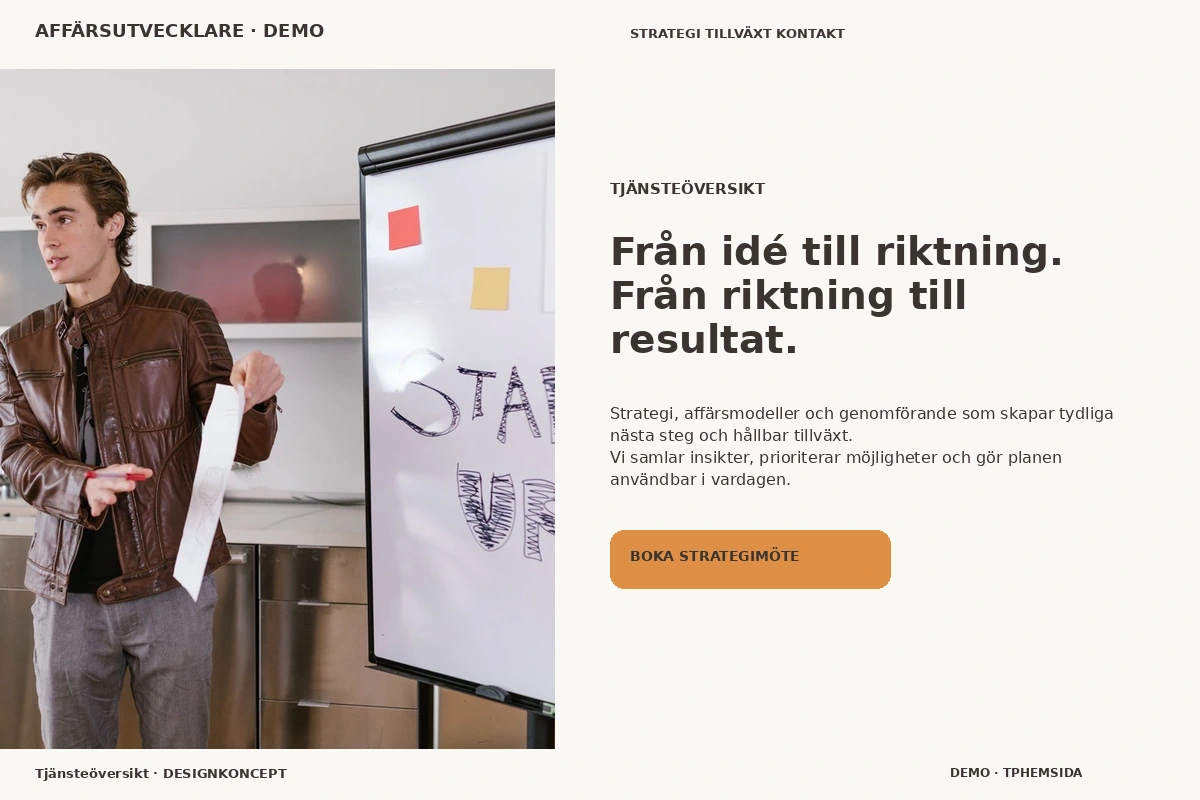 Tjänsteöversikt – relaterat designförslag för affärsutvecklare