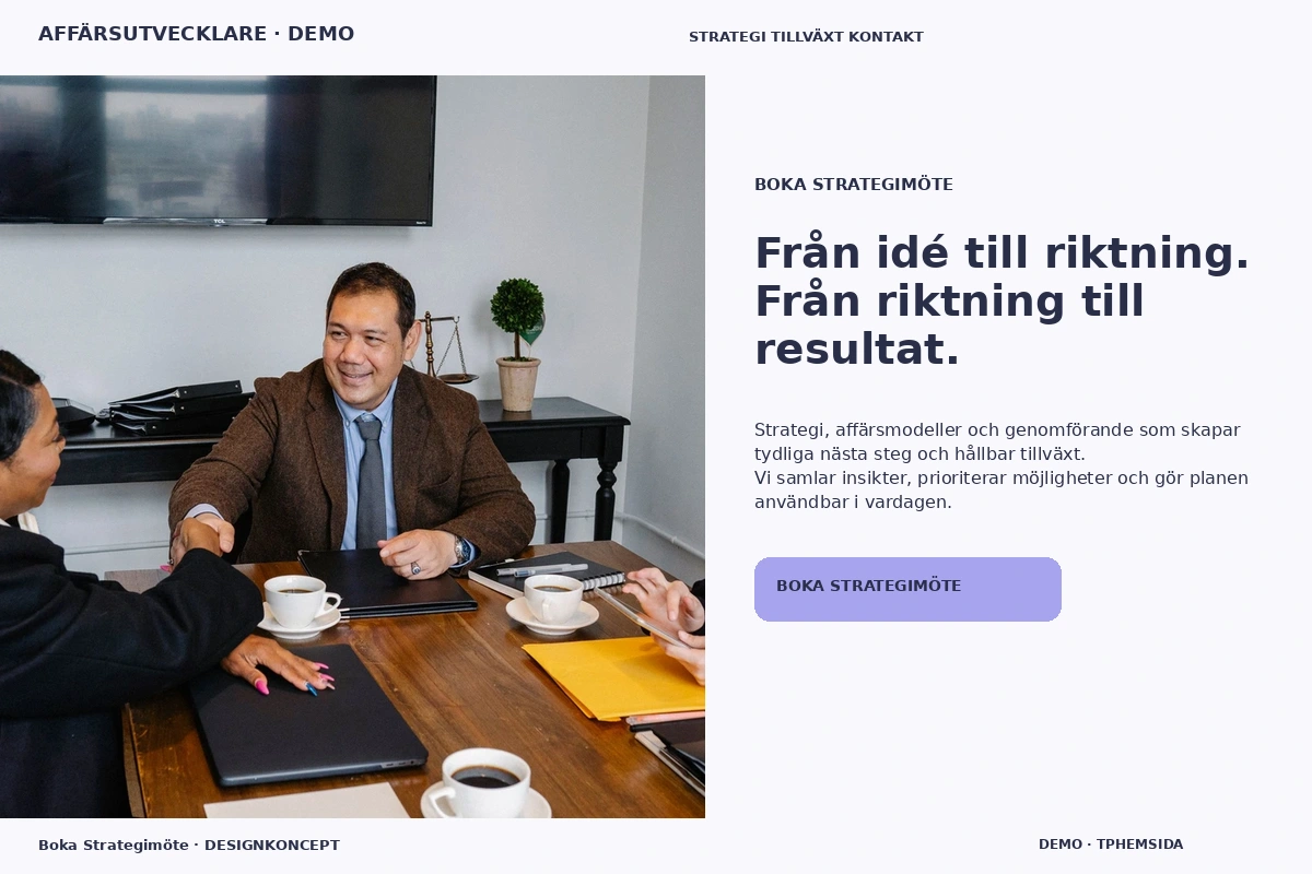 Boka Strategimöte – relaterat designförslag för affärsutvecklare