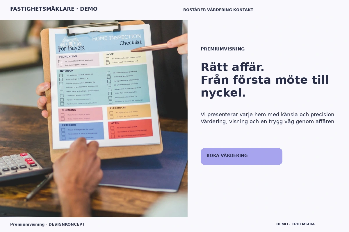 Premiumvisning – relaterat designförslag för fastighetsmäklare