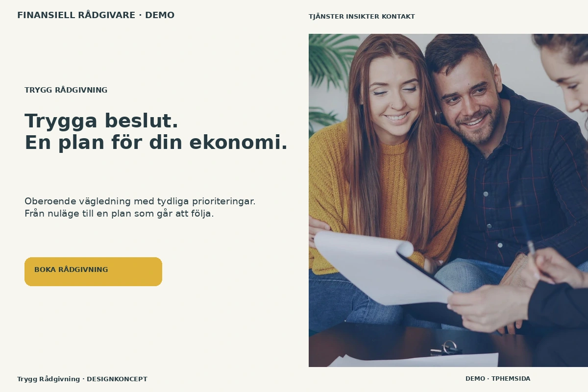 Trygg Rådgivning – relaterat designförslag för finansiell rådgivare