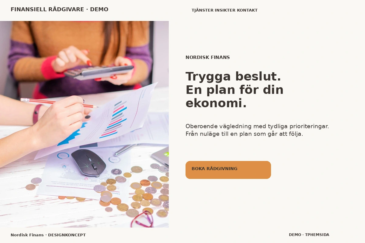 Nordisk Finans – relaterat designförslag för finansiell rådgivare