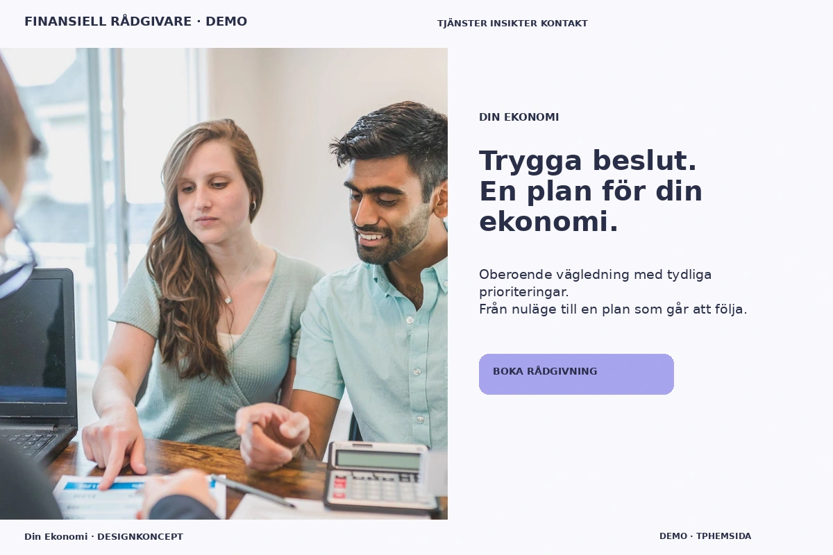 Din Ekonomi – relaterat designförslag för finansiell rådgivare