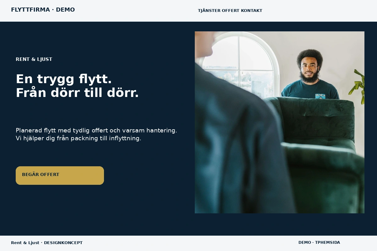 Rent & Ljust – relaterat designförslag för flyttfirma