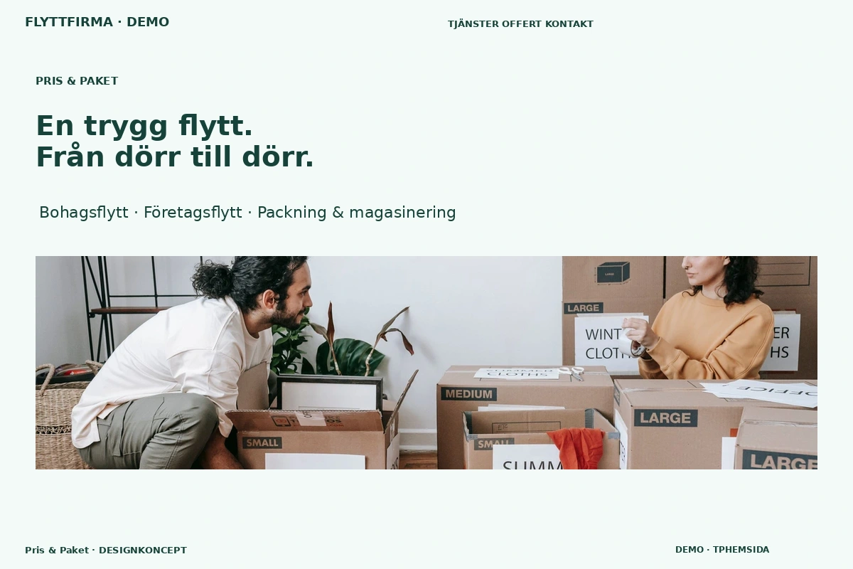 Pris & Paket – relaterat designförslag för flyttfirma