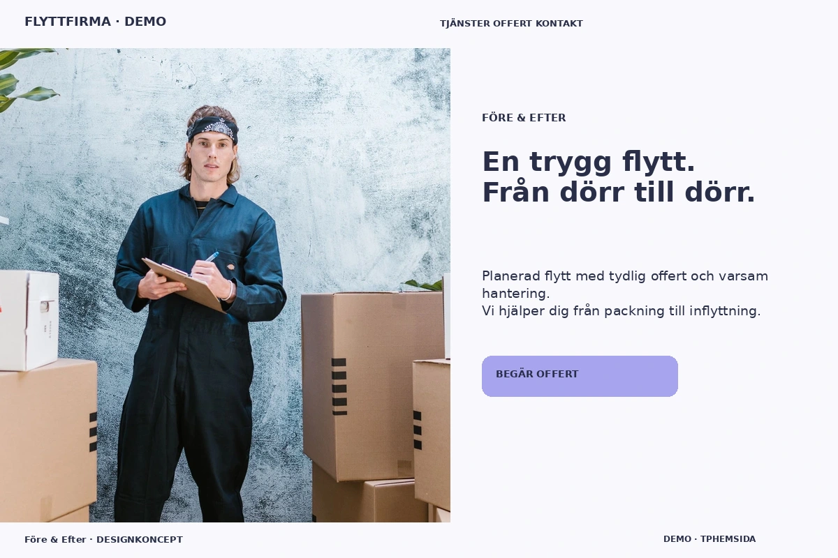 Före & Efter – designförslag för flyttfirma