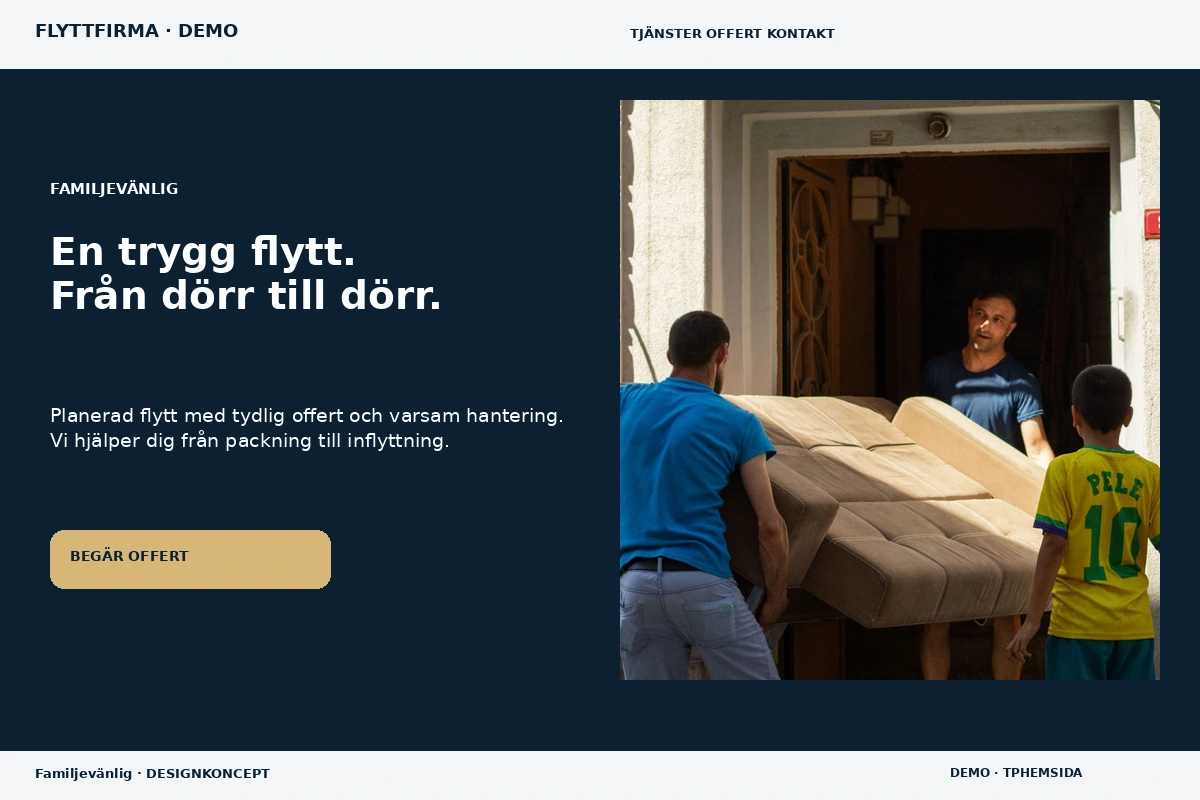 Familjevänlig – designförslag för flyttfirma