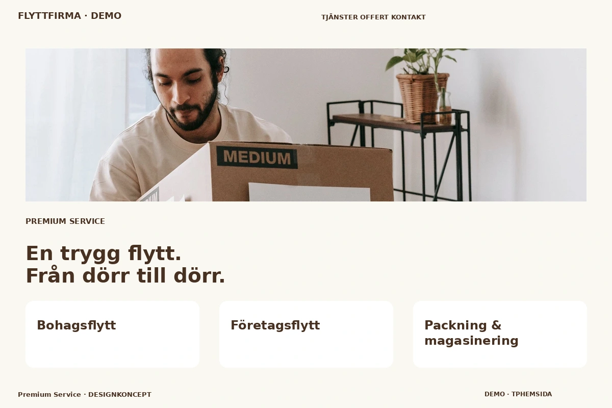 Premium Service – designförslag för flyttfirma