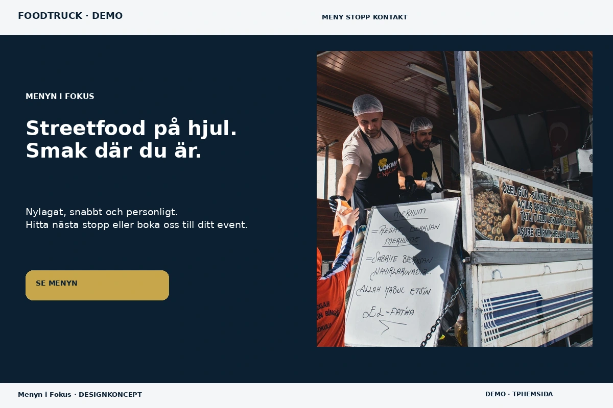 Menyn i Fokus – relaterat designförslag för foodtruck