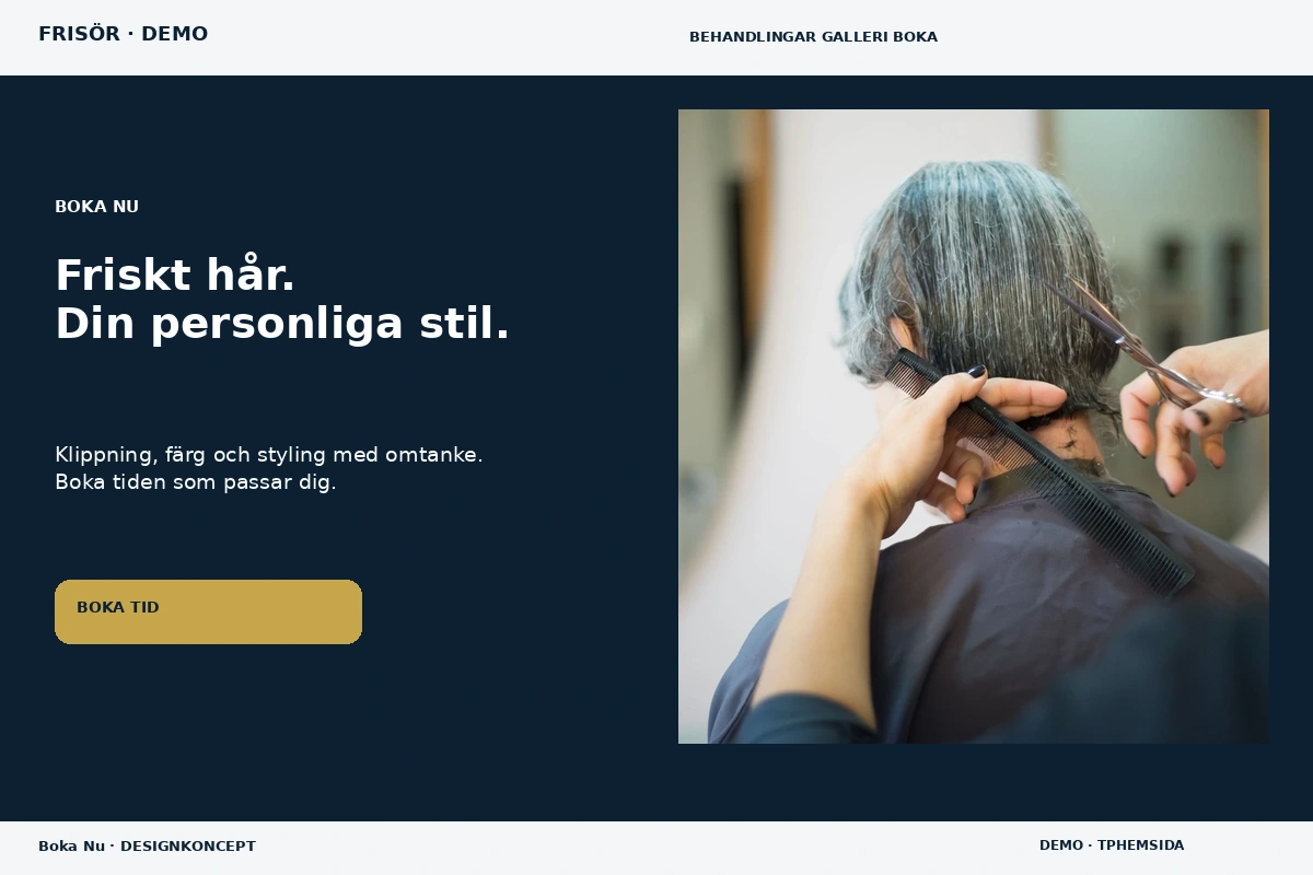 Boka Nu – relaterat designförslag för frisör