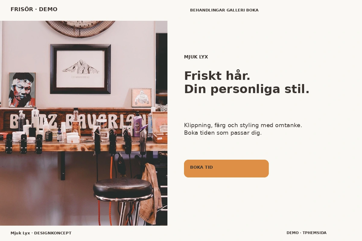 Mjuk Lyx – relaterat designförslag för frisör