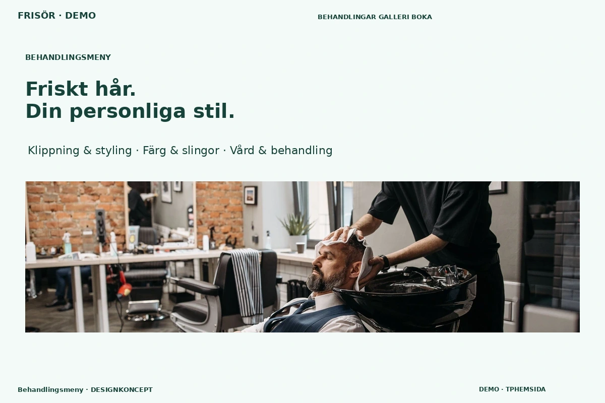 Behandlingsmeny – relaterat designförslag för frisör