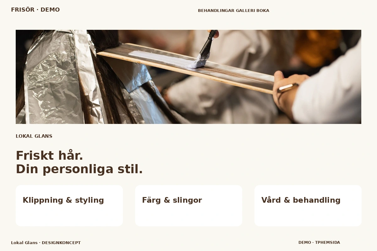 Lokal Glans – relaterat designförslag för frisör