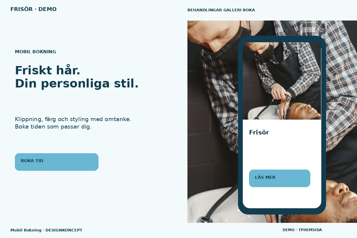 Mobil Bokning – designförslag för frisör