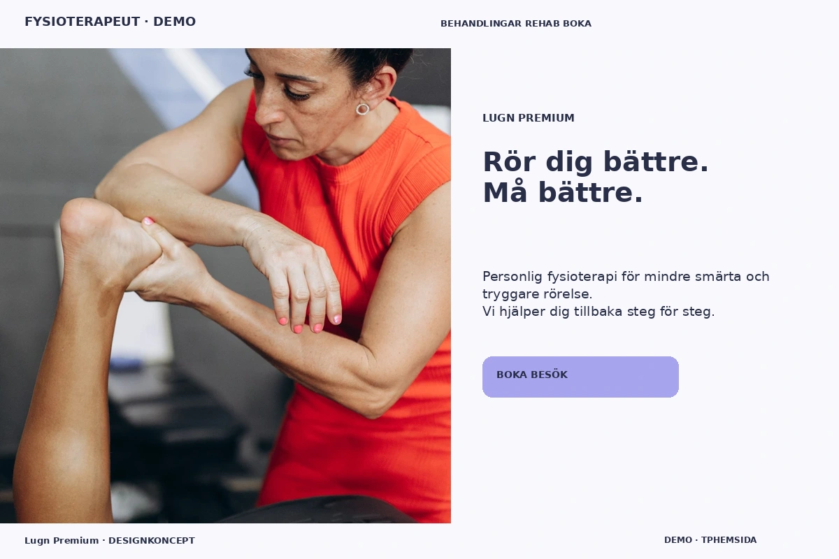 Lugn Premium – relaterat designförslag för fysioterapeut