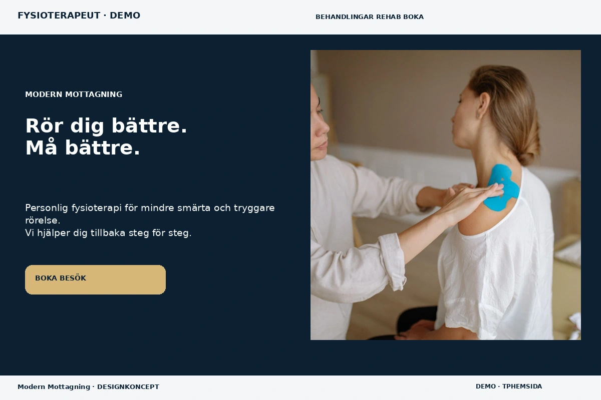 Modern Mottagning – relaterat designförslag för fysioterapeut