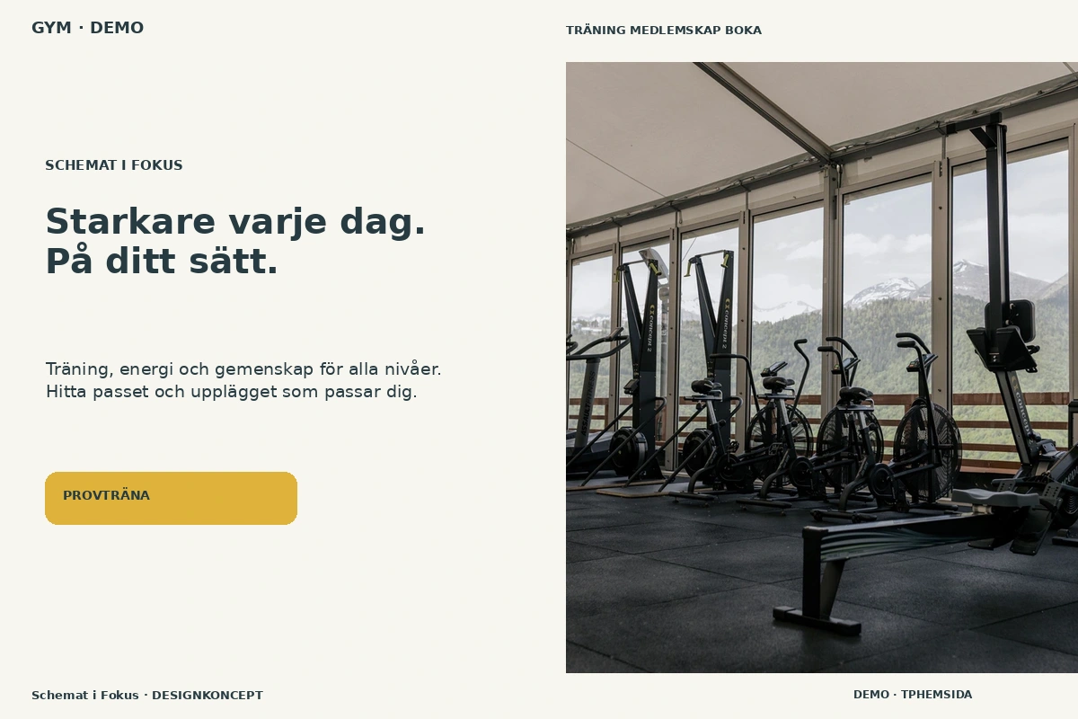 Designförslag för Gym & träning