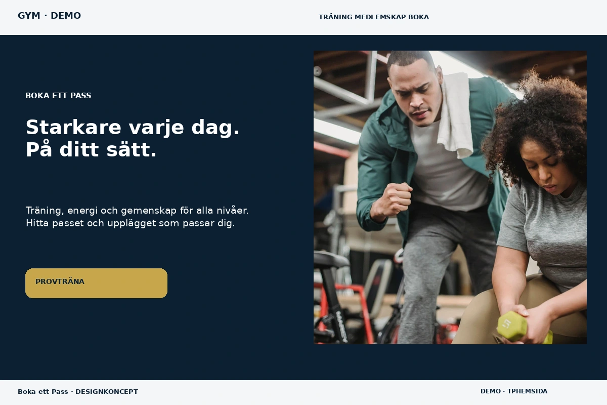 Boka ett Pass – relaterat designförslag för gym