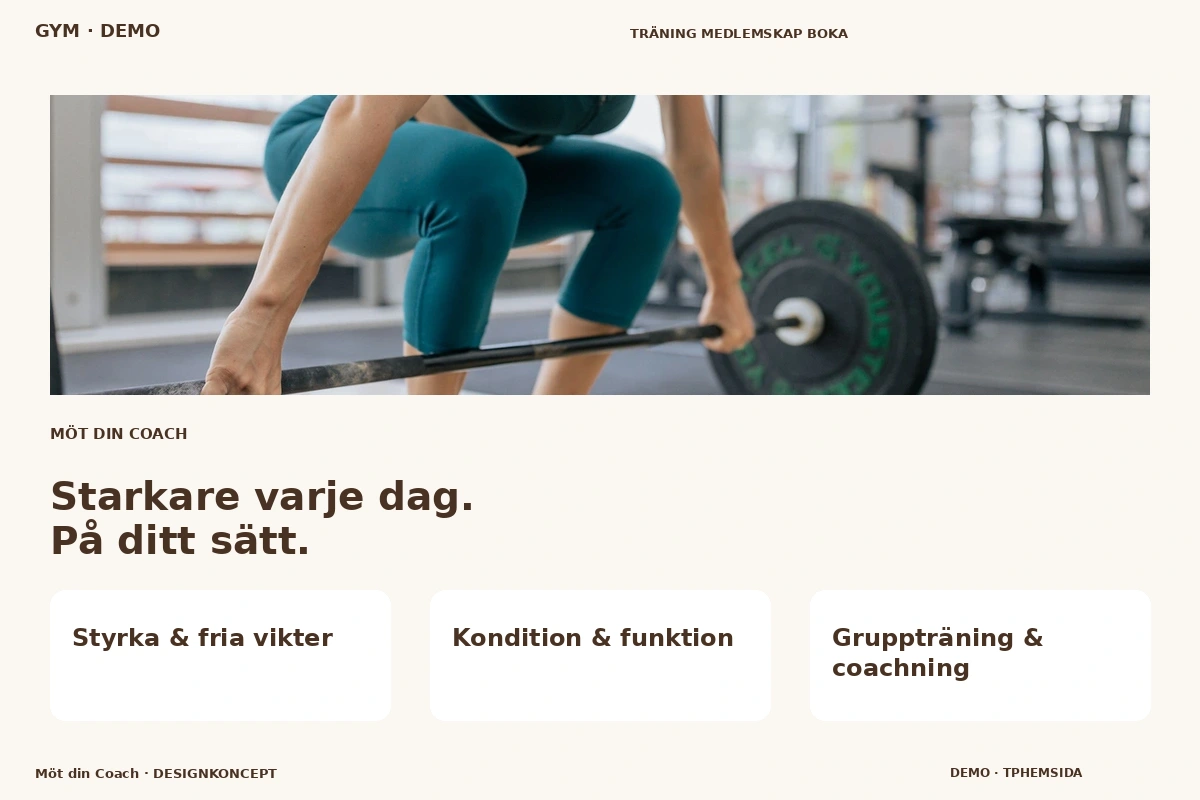 Möt din Coach – relaterat designförslag för gym