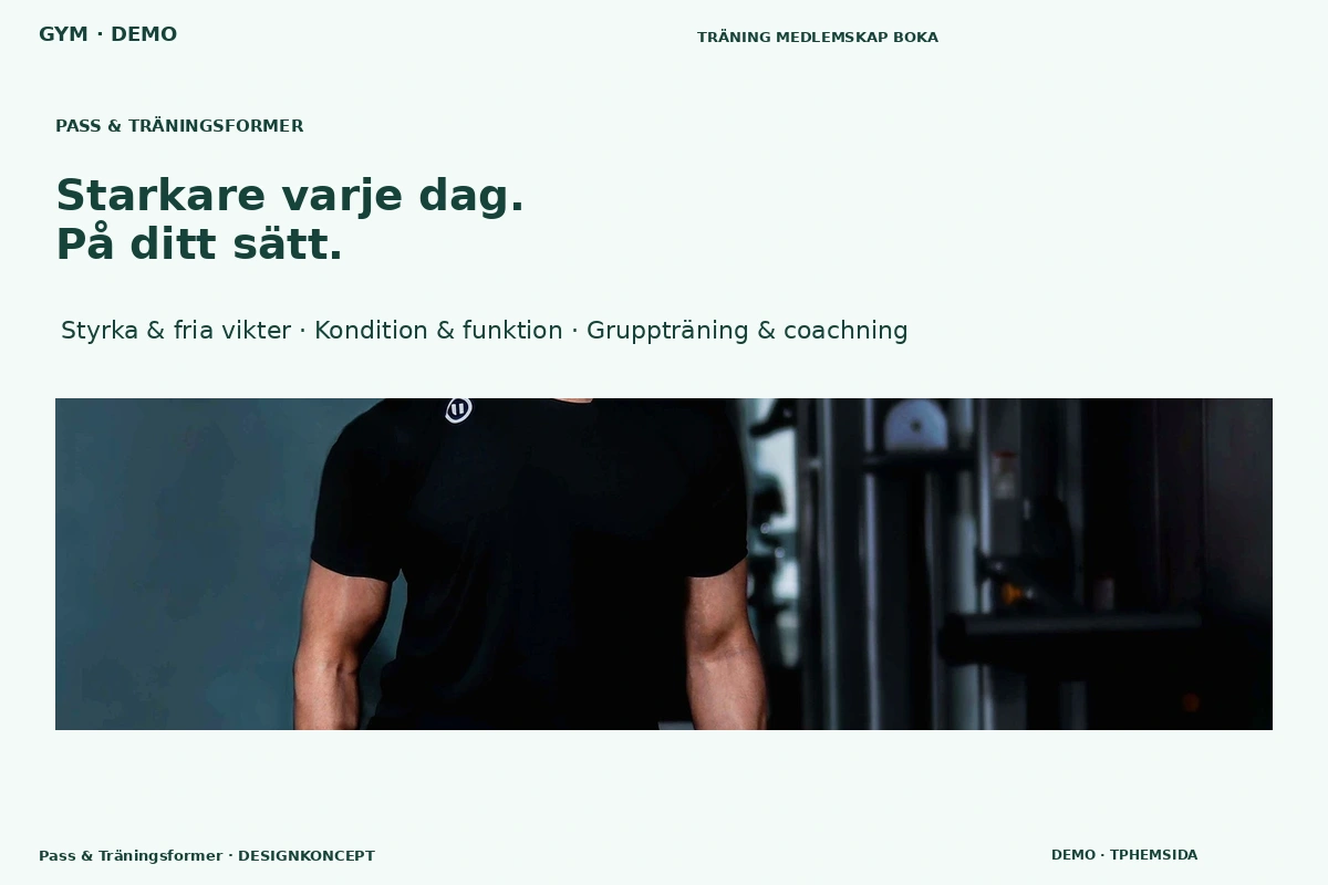 Pass & Träningsformer – relaterat designförslag för gym