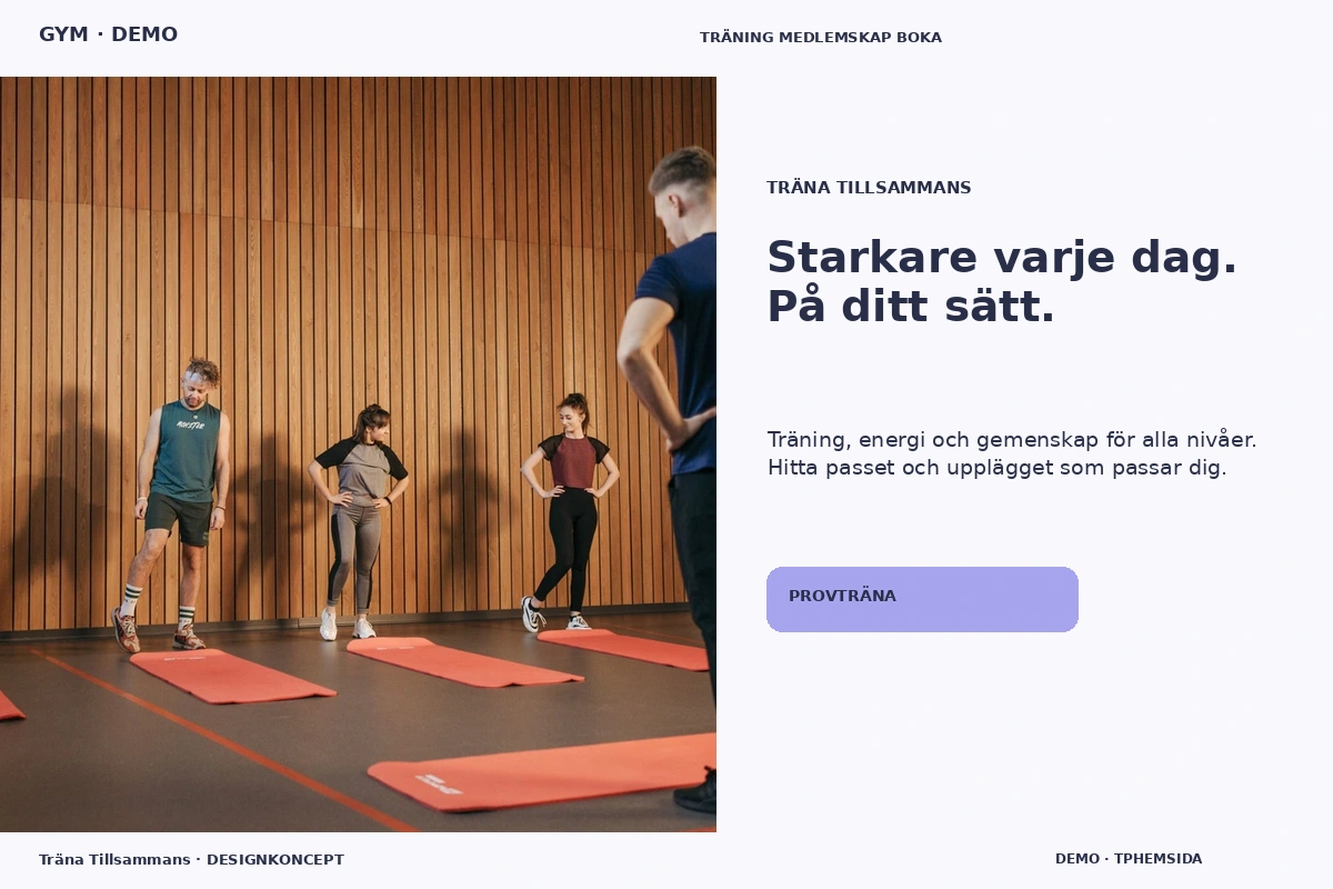 Träna Tillsammans – relaterat designförslag för gym