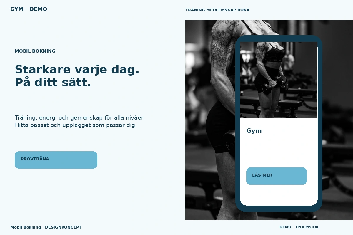 Mobil Bokning – relaterat designförslag för gym