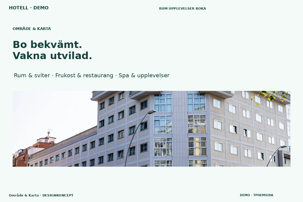 Område & Karta – relaterat designförslag för hotell