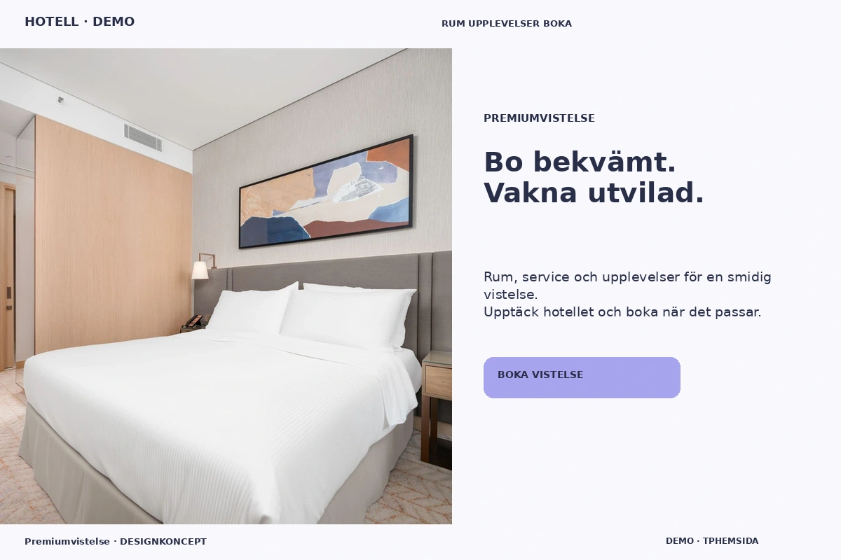 Premiumvistelse – relaterat designförslag för hotell