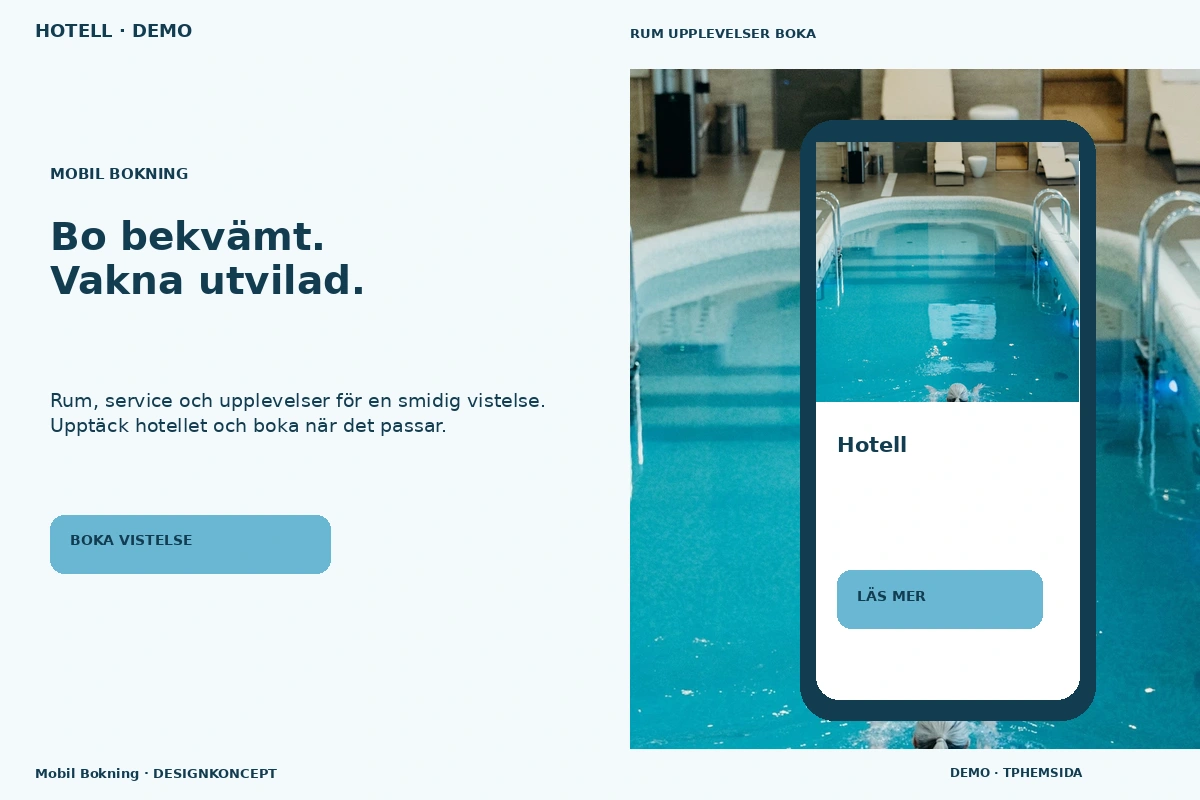 Mobil Bokning – relaterat designförslag för hotell