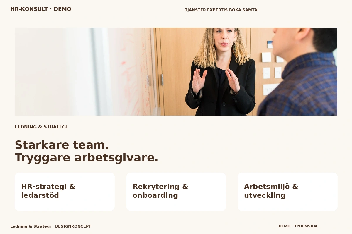 Ledning & Strategi – relaterat designförslag för hr-konsult