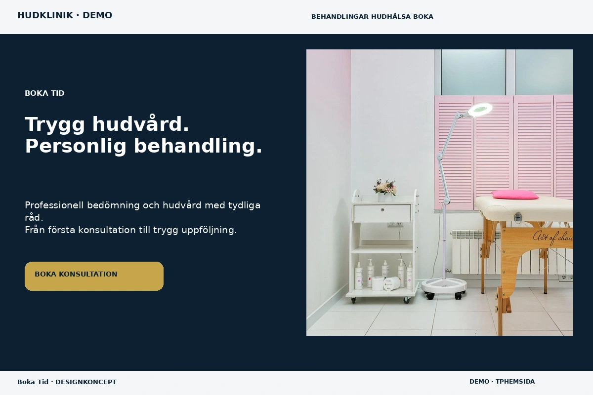 Boka Tid – relaterat designförslag för hudklinik