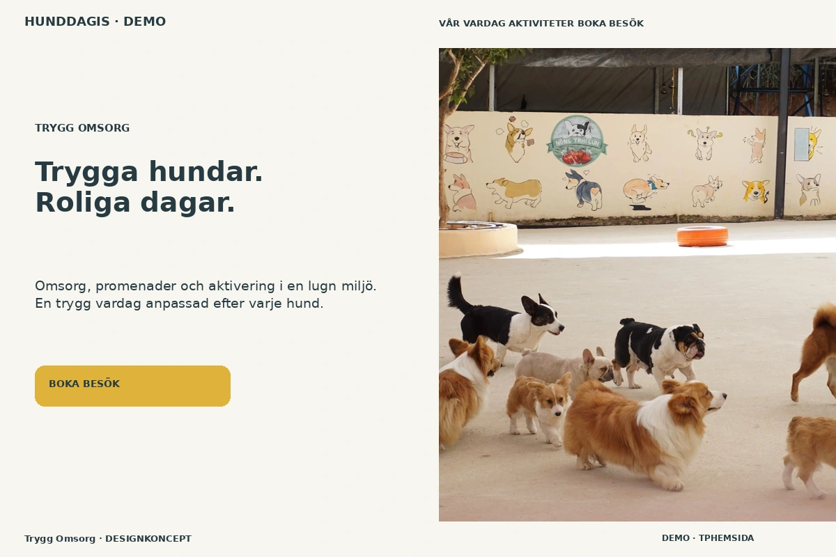Trygg Omsorg – designförslag för hunddagis
