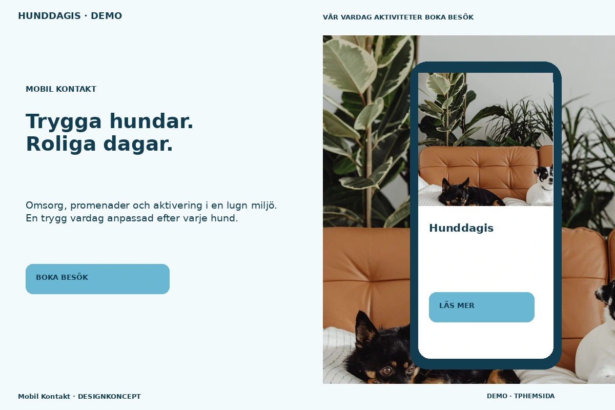 Mobil Kontakt – relaterat designförslag för hunddagis