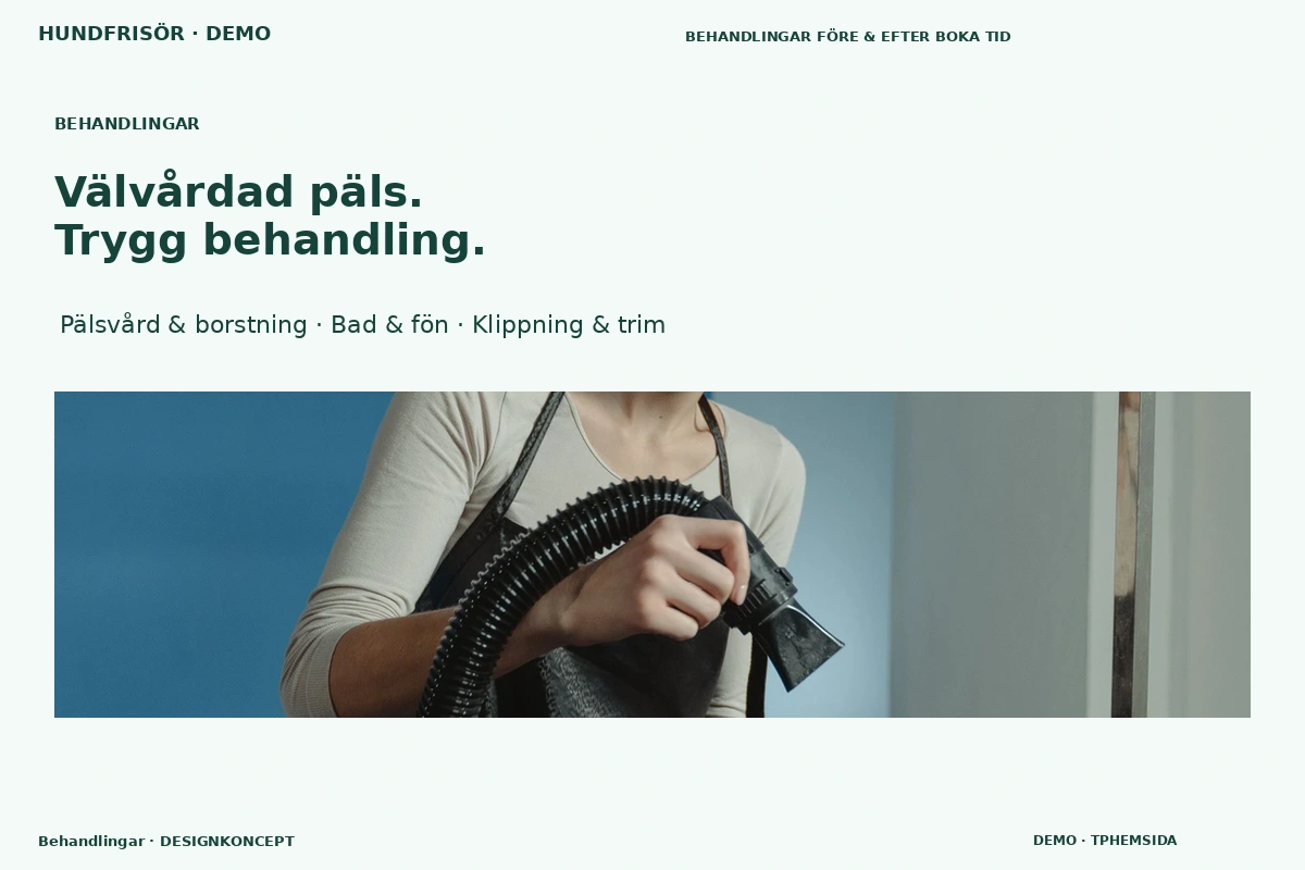 Behandlingar – relaterat designförslag för hundfrisör